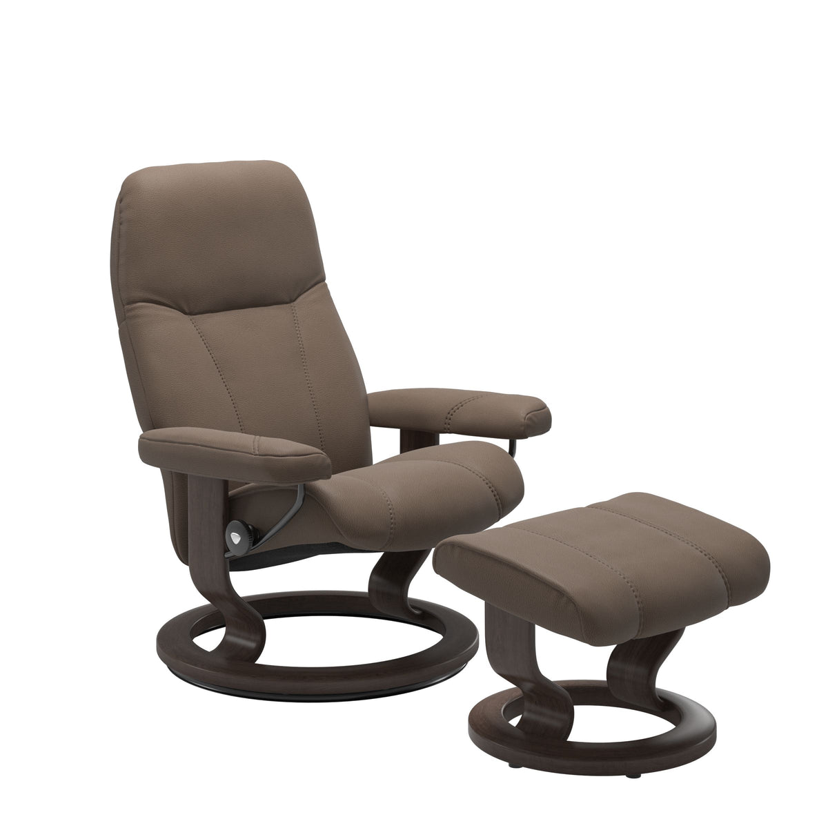Essential Classic Recliner & Footstool - Batick Mole leather · Batick Mole leather · Wenge wood