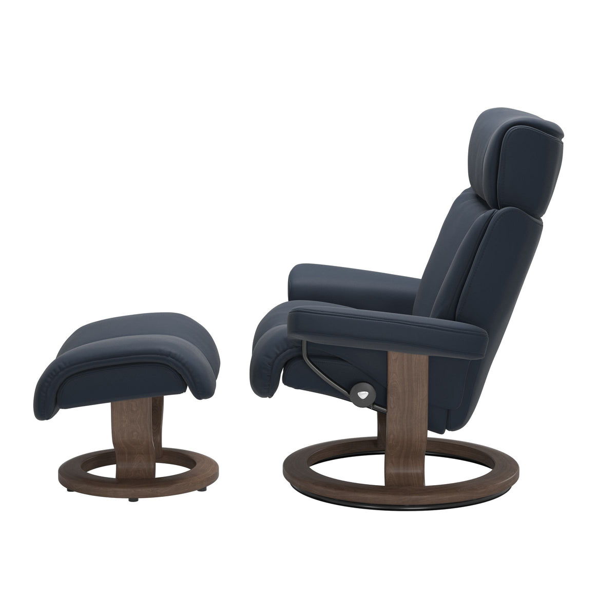Grande Classic Recliner & Footstool - Paloma Oxford blue leather - view 2