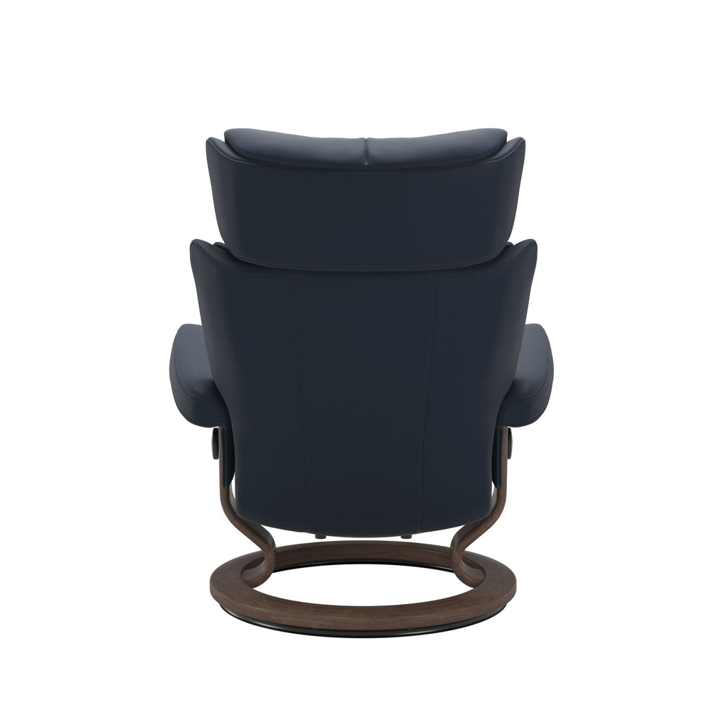 Grande Classic Recliner & Footstool - Paloma Oxford blue leather - view 3