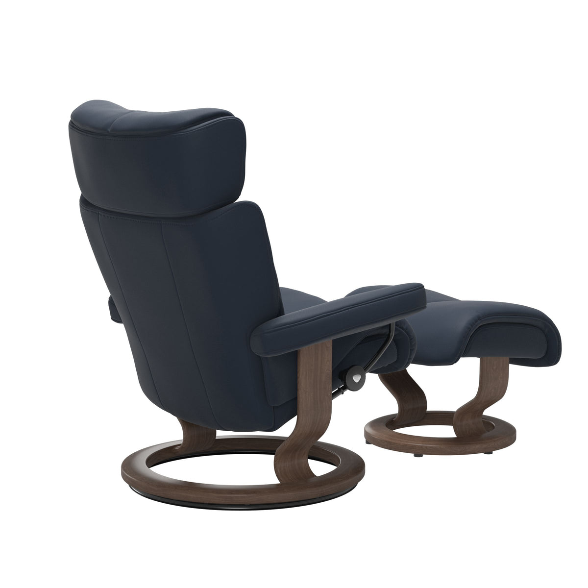 Grande Classic Recliner & Footstool - Paloma Oxford blue leather - view 4