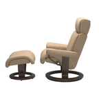Grande Classic Recliner & Footstool - Paloma Beige leather - view 2