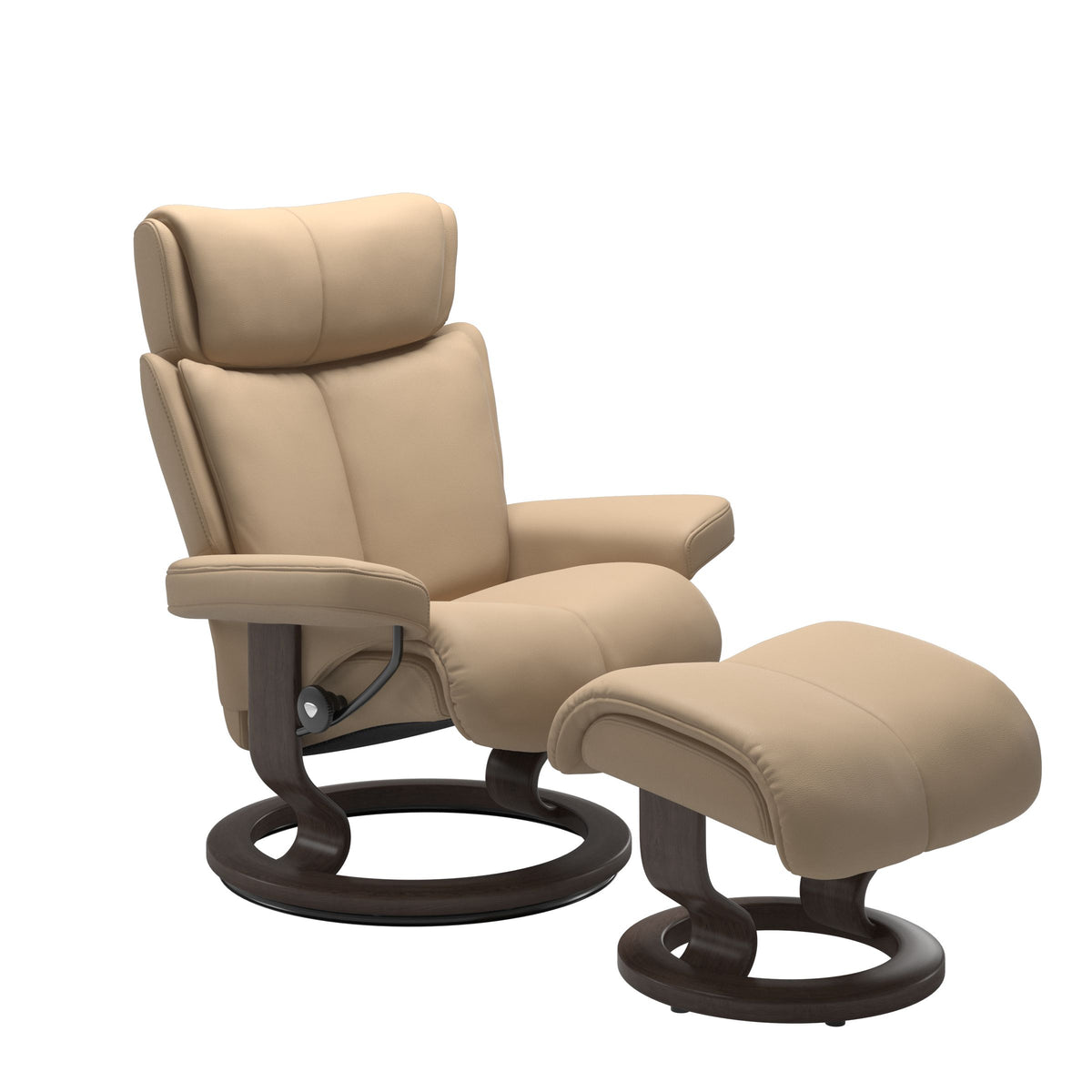 Grande Classic Recliner & Footstool - Paloma Beige leather · Paloma Beige leather · Wenge wood