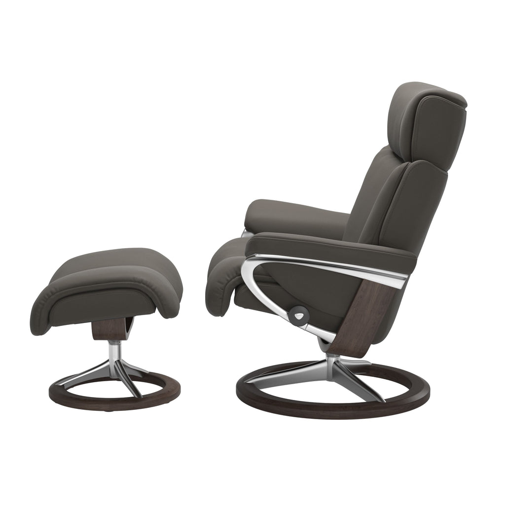 Grande Signature Recliner & Footstool - Paloma Metal grey leather - view 2