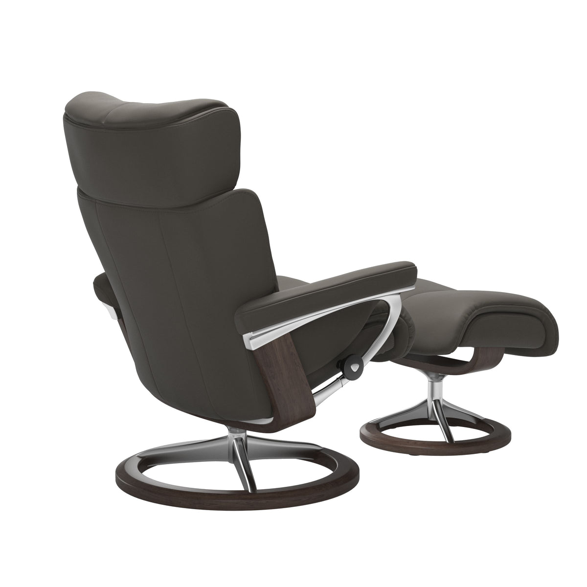 Grande Signature Recliner & Footstool - Paloma Metal grey leather - view 4