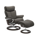 Grande Signature Recliner & Footstool - Paloma Metal grey leather · Paloma Metal grey leather · Wenge wood