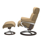 Grande Signature Recliner & Footstool - Paloma Sand leather - view 2
