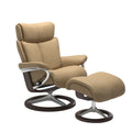 Grande Signature Recliner & Footstool - Paloma Sand leather · Paloma Sand leather · Wenge wood