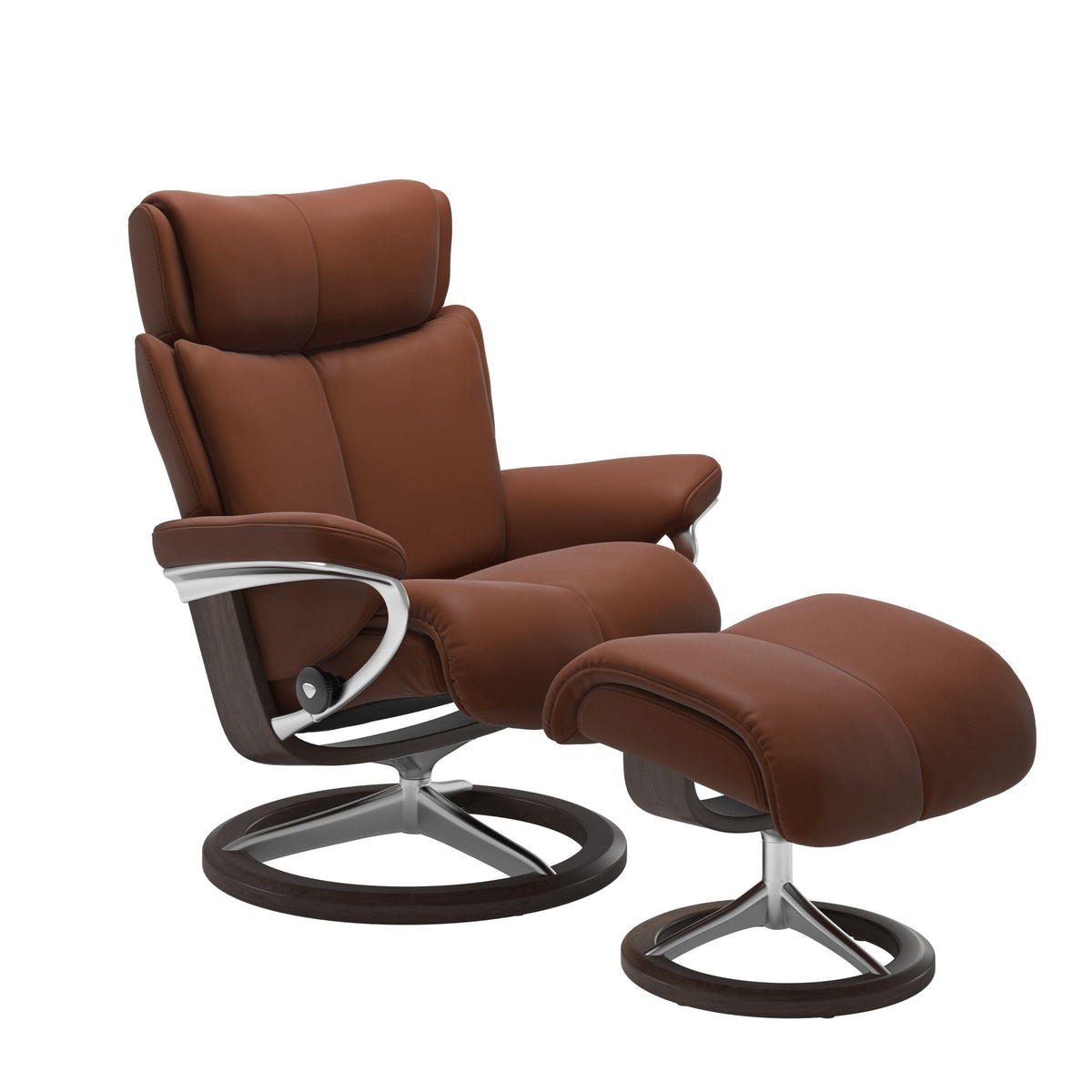 Grande Signature Recliner & Footstool - Paloma Copper leather · Paloma Copper leather · Wenge wood