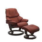 Retreat Classic Recliner & Footstool - Paloma Dark henna leather · Paloma Dark henna leather · Wenge wood