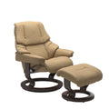 Retreat Classic Recliner & Footstool - Paloma Sand leather · Paloma Sand leather · Wenge wood