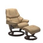 Retreat Classic Recliner & Footstool - Paloma Sand leather · Paloma Sand leather · Wenge wood