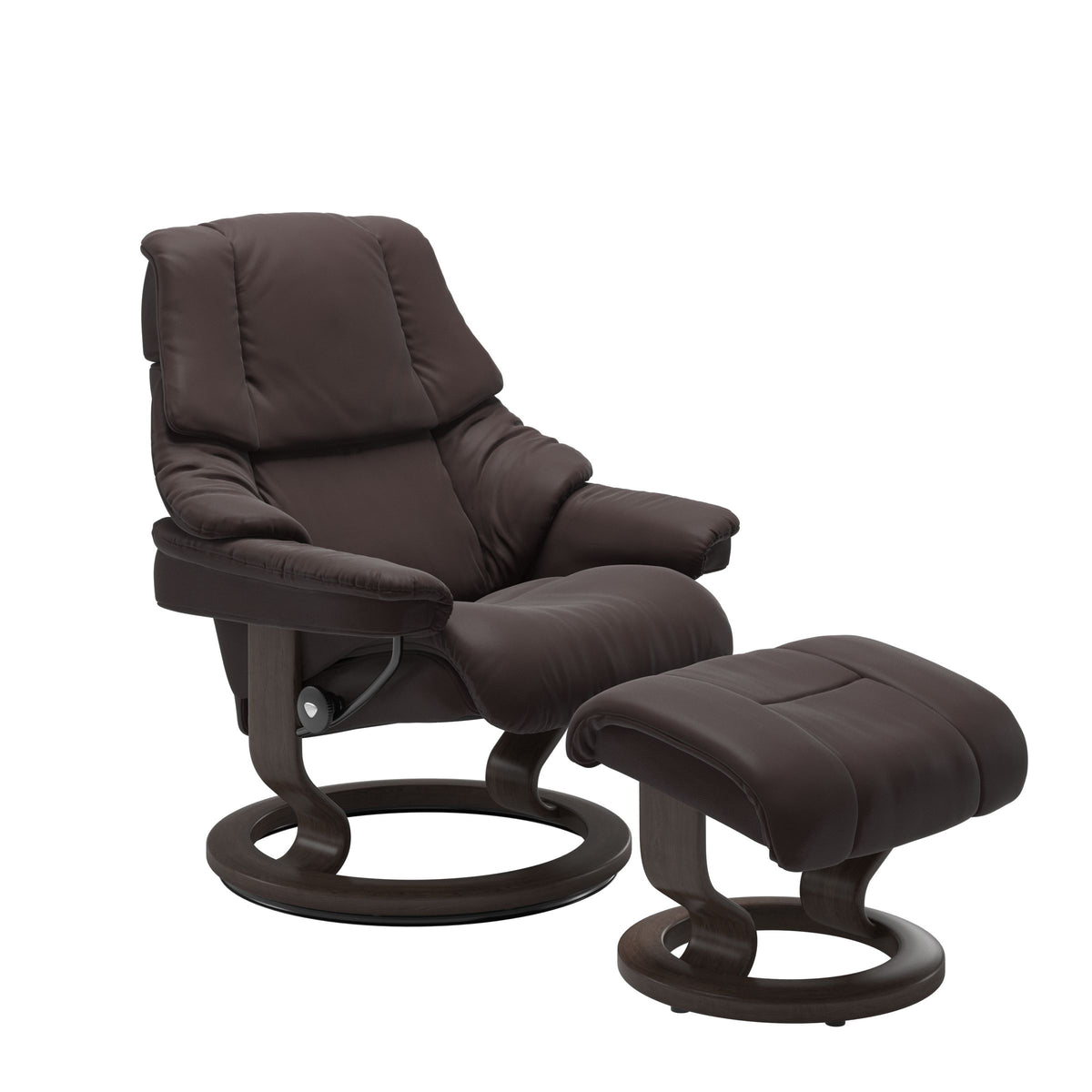 Retreat Classic Recliner & Footstool - Paloma Chocolate leather · Paloma Chocolate leather · Wenge wood