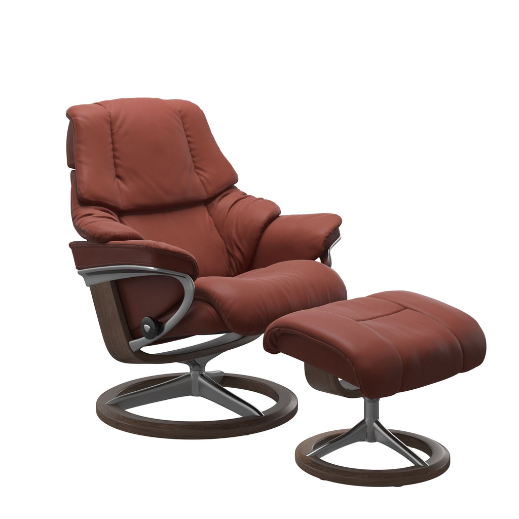 Retreat Signature Recliner & Footstool - Paloma Dark henna leather · Paloma Dark henna leather · Walnut wood