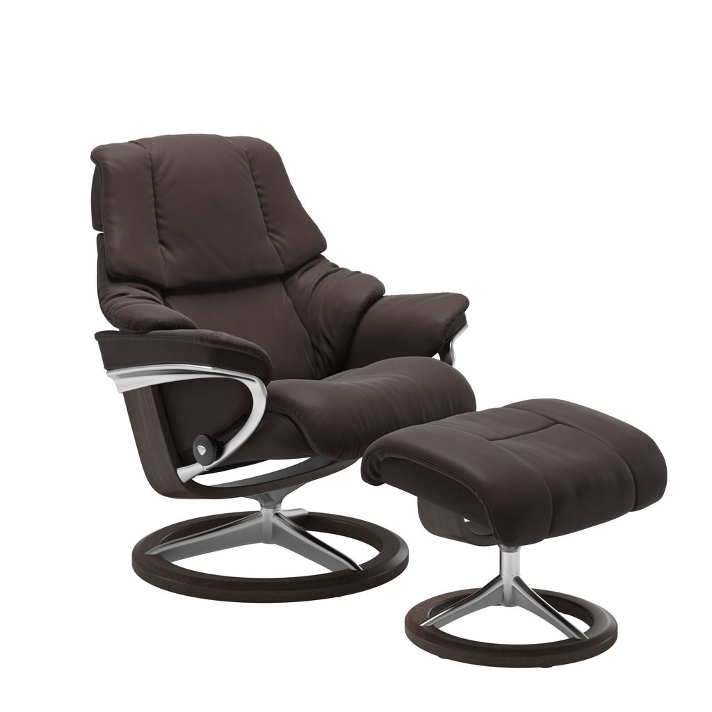 Retreat Signature Recliner & Footstool - Paloma Chocolate leather · Paloma Chocolate leather · Wenge wood