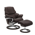 Retreat Signature Recliner & Footstool - Paloma Chocolate leather · Paloma Chocolate leather · Wenge wood