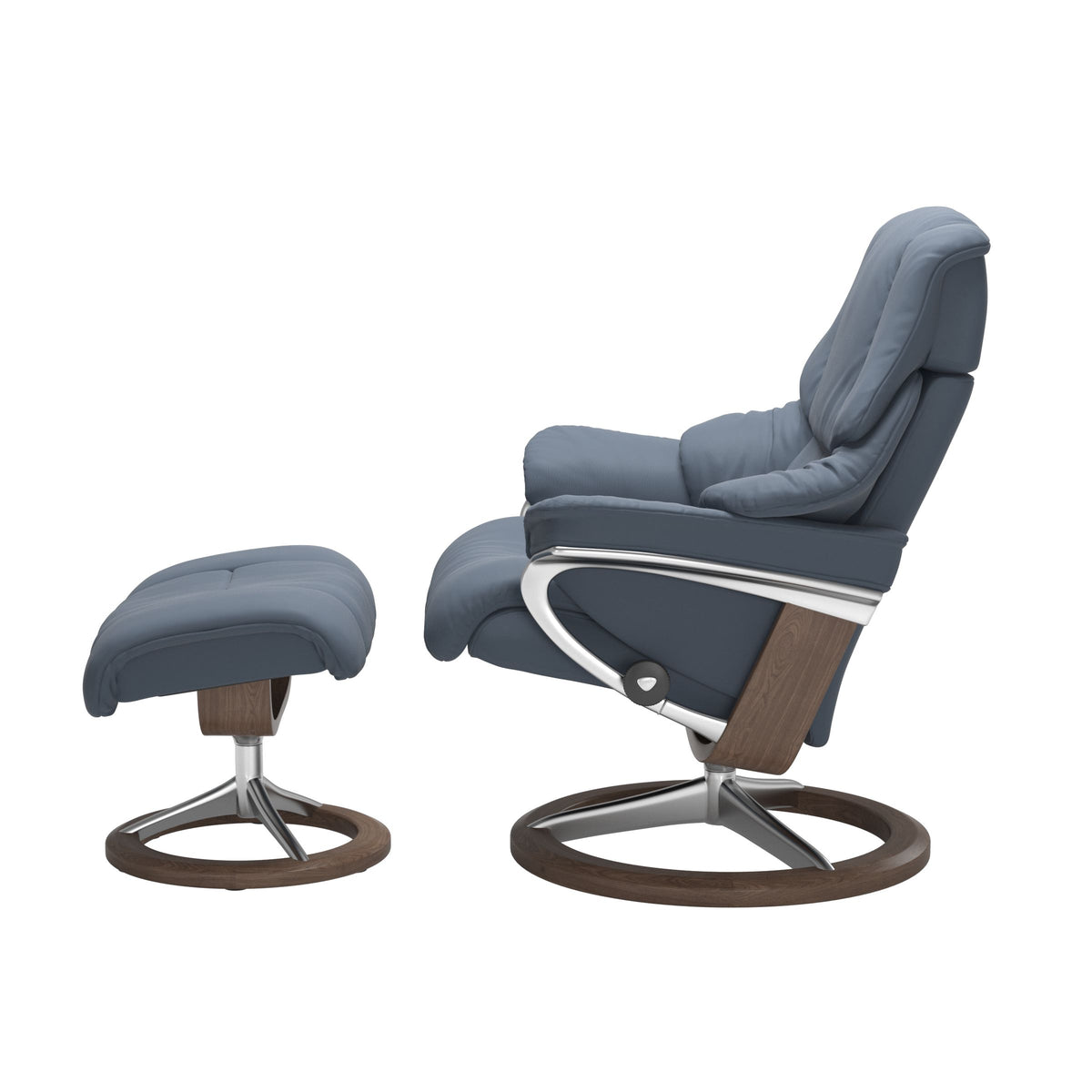 Retreat Signature Recliner & Footstool - Paloma Sparrow blue leather - view 2