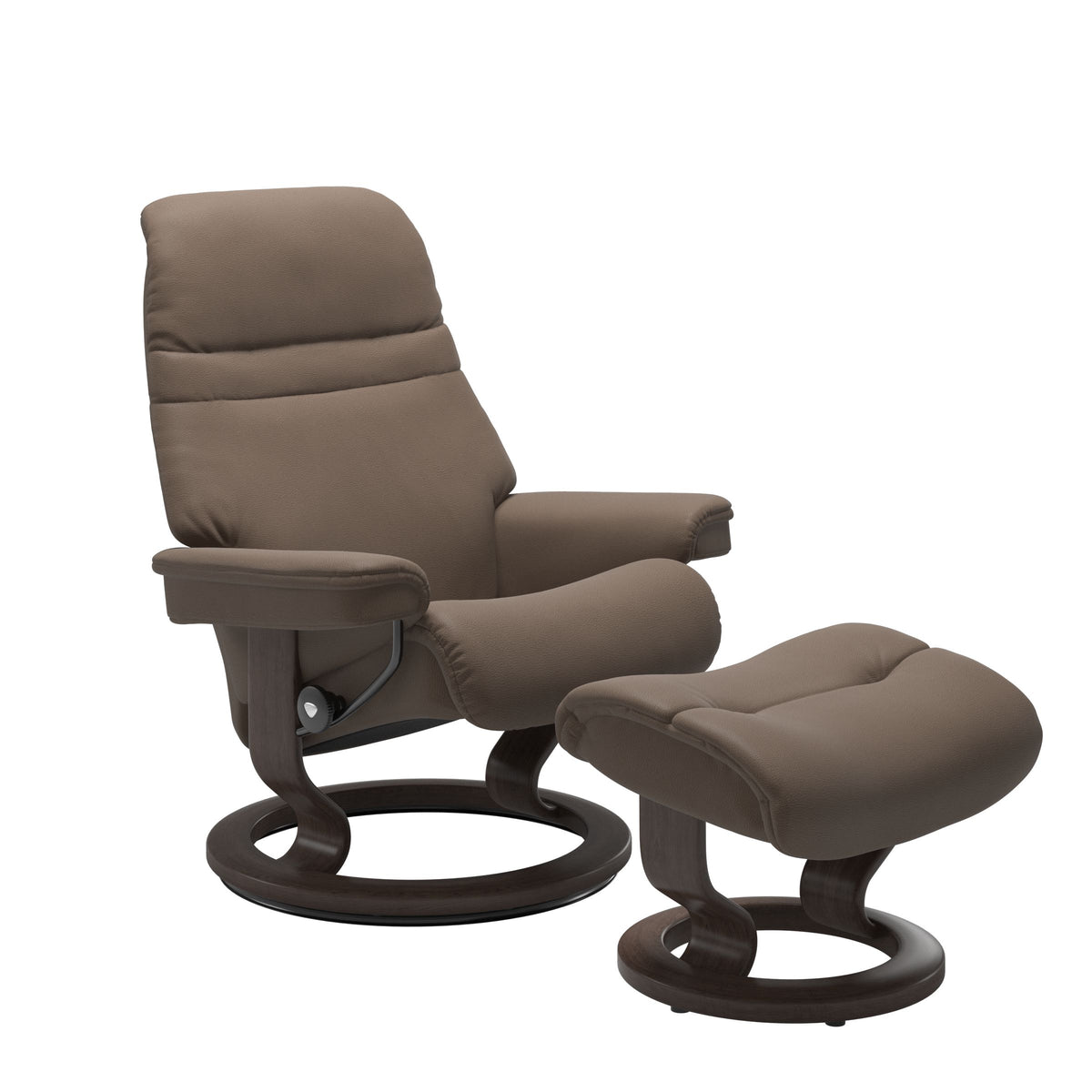 Serene Classic Recliner & Footstool - Batick Mole leather · Batick Mole leather · Wenge wood