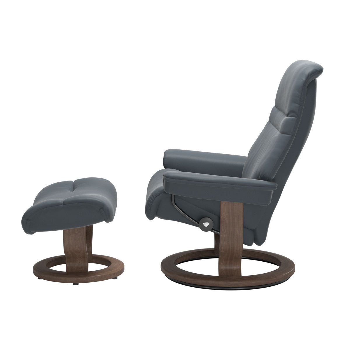 Serene Classic Recliner & Footstool - Batick Atlantic blue leather - view 2