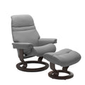 Serene Classic Recliner & Footstool - Batick Wild dove leather · Batick Wild dove leather · Wenge wood