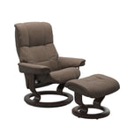 Haven Classic Recliner & Footstool - Batick Mole leather · Batick Mole leather · Wenge wood
