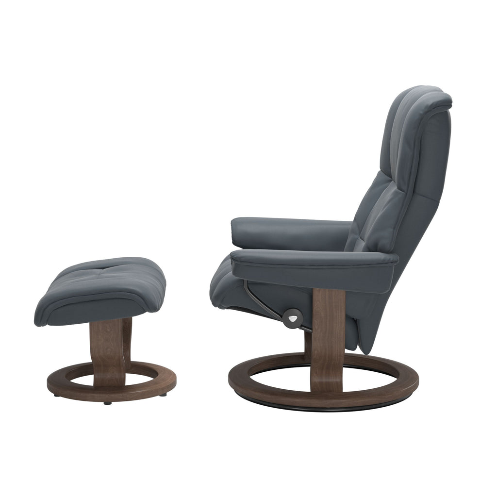 Haven Classic Recliner & Footstool - Batick Atlantic blue leather - view 2
