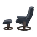 Haven Classic Recliner & Footstool - Paloma Oxford blue leather - view 2