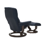 Haven Classic Recliner & Footstool - Paloma Oxford blue leather - view 4