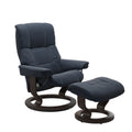Haven Classic Recliner & Footstool - Paloma Oxford blue leather · Paloma Oxford blue leather · Wenge wood