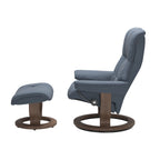 Haven Classic Recliner & Footstool - Paloma Sparrow blue leather - view 2