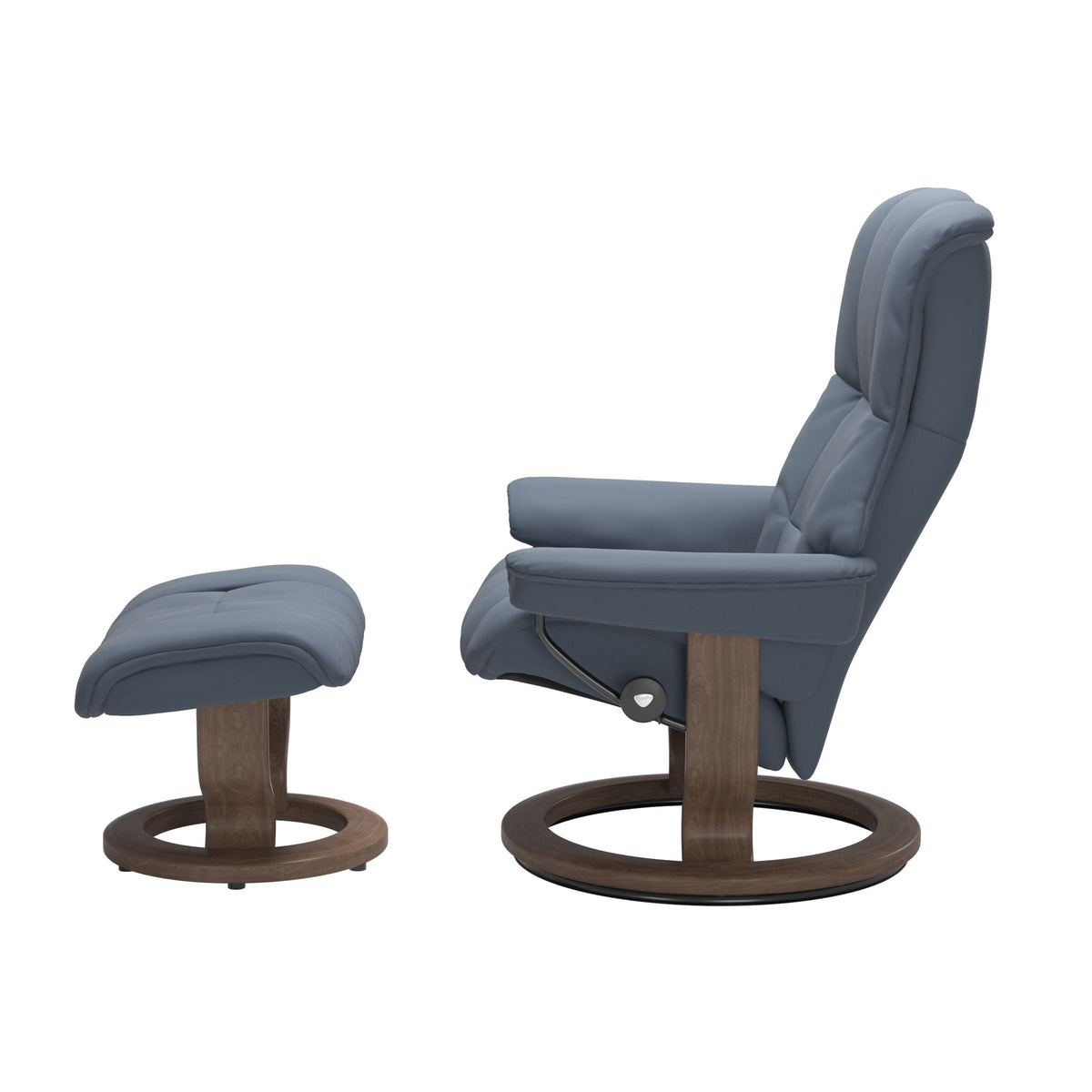 Haven Classic Recliner & Footstool - Paloma Sparrow blue leather - view 2