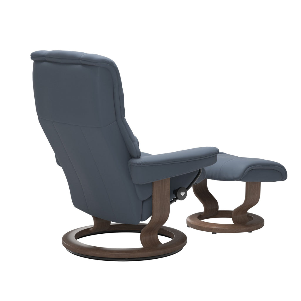 Haven Classic Recliner & Footstool - Paloma Sparrow blue leather - view 4