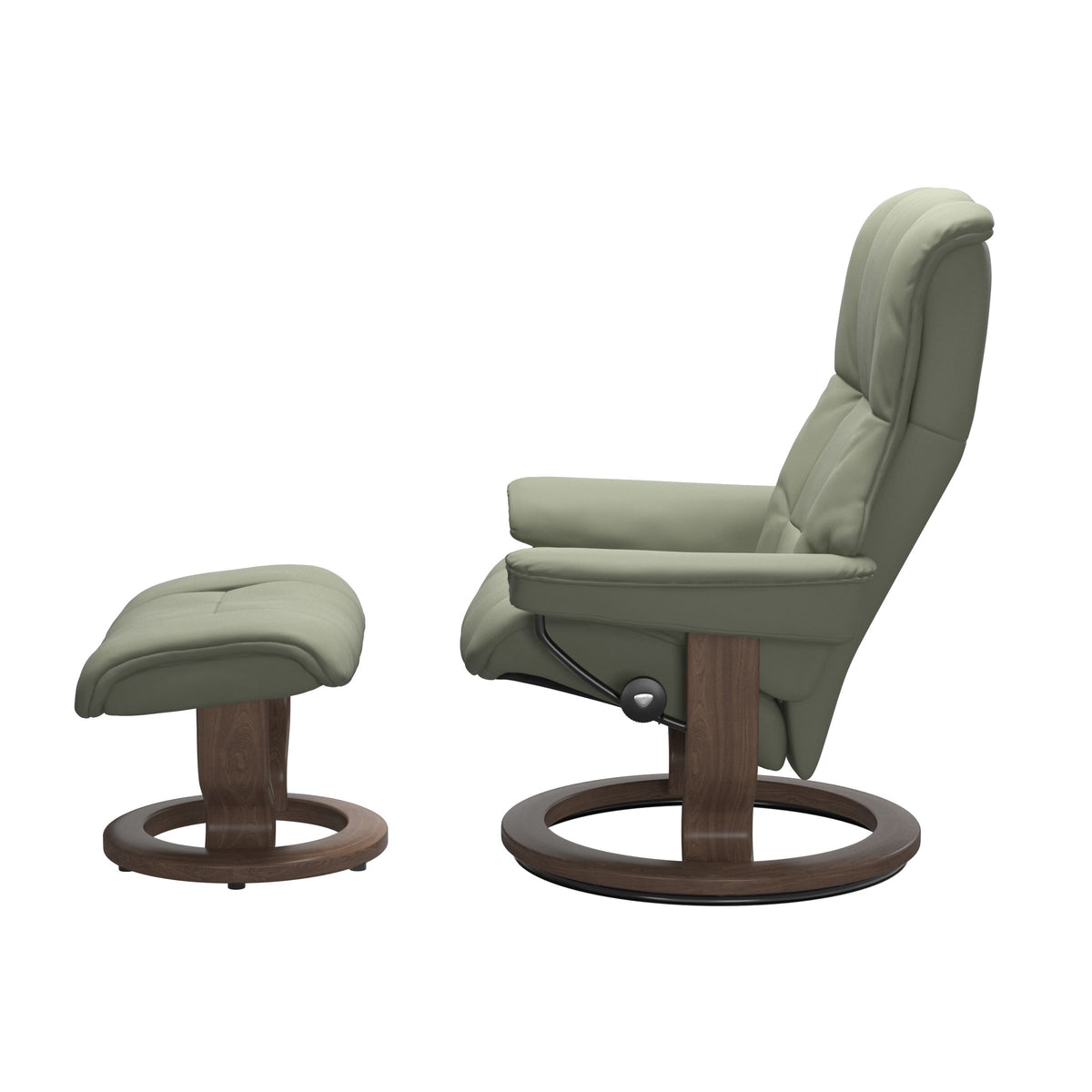 Haven Classic Recliner & Footstool - Paloma Shadow green leather - view 2