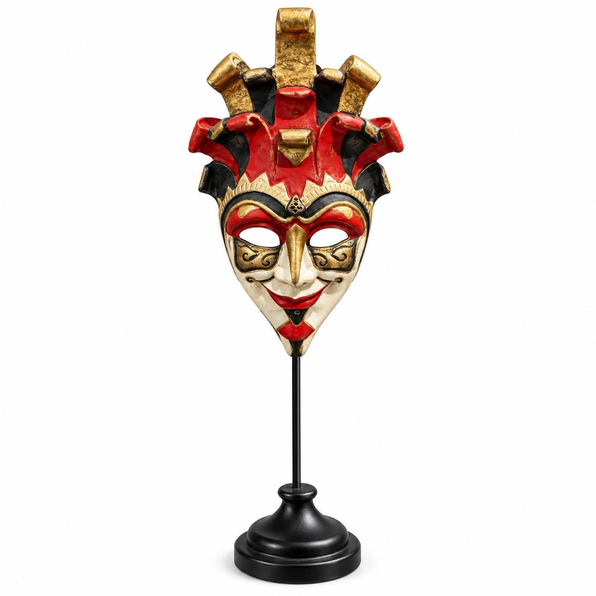 Harlequin Red & Gold-Tone Mask