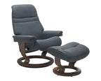 Serene Classic Recliner & Footstool - Batick Atlantic blue leather - view 5