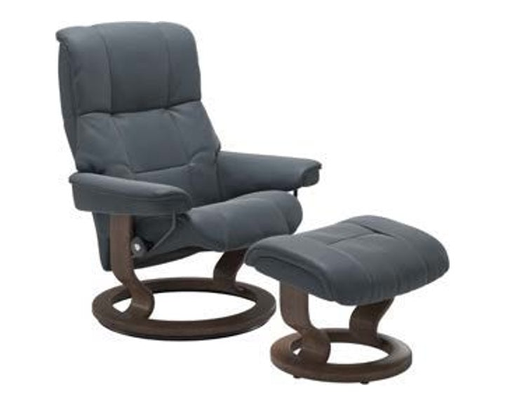 Haven Classic Recliner & Footstool - Paloma Sparrow blue leather - view 5