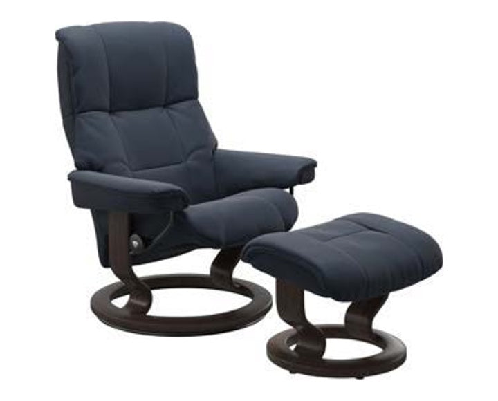 Haven Classic Recliner & Footstool - Paloma Oxford blue leather - view 5