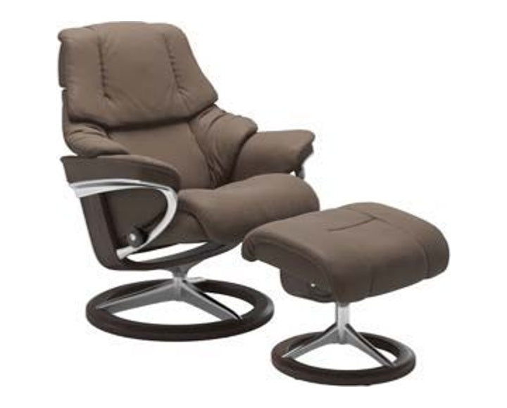 Retreat Signature Recliner & Footstool - Cori Mole leather · Cori Mole leather · Wenge wood