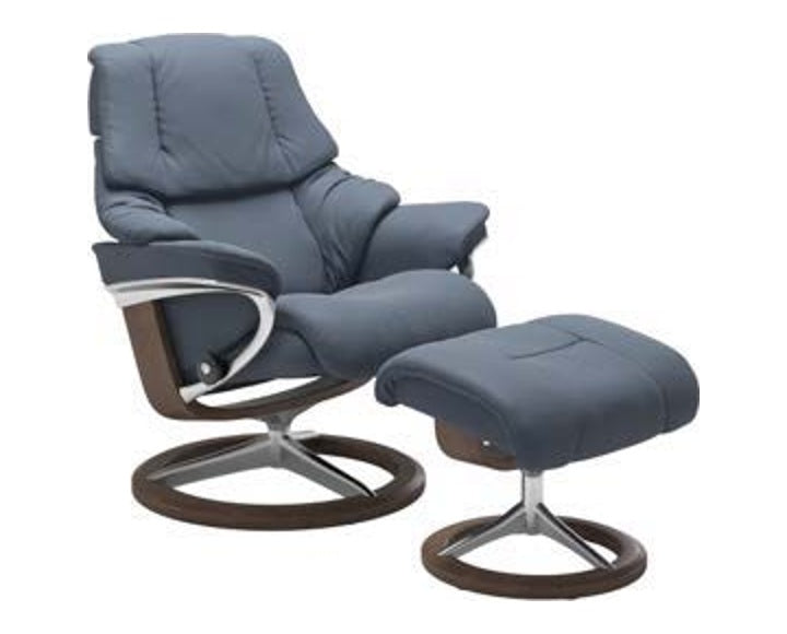 Retreat Signature Recliner & Footstool - Paloma Sparrow blue leather - view 5