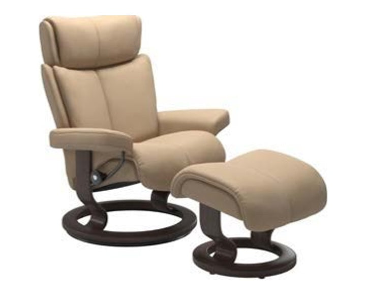 Grande Classic Recliner & Footstool - Paloma Beige leather - view 5