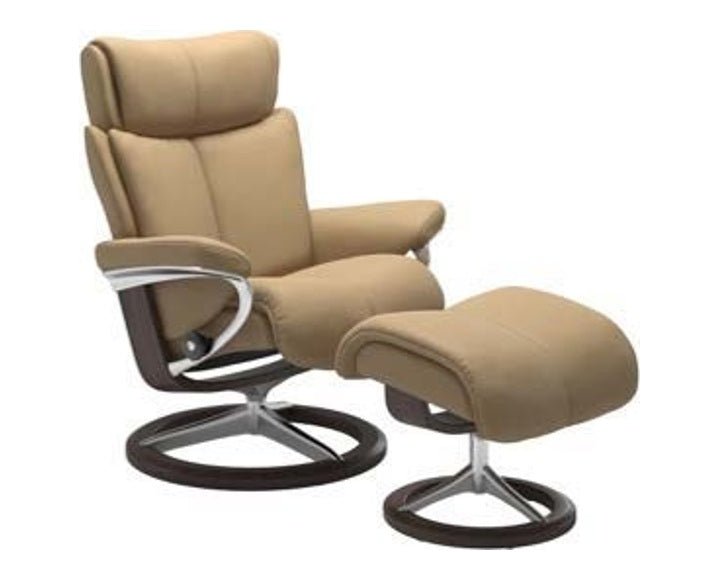 Grande Signature Recliner & Footstool - Paloma Sand leather - view 5