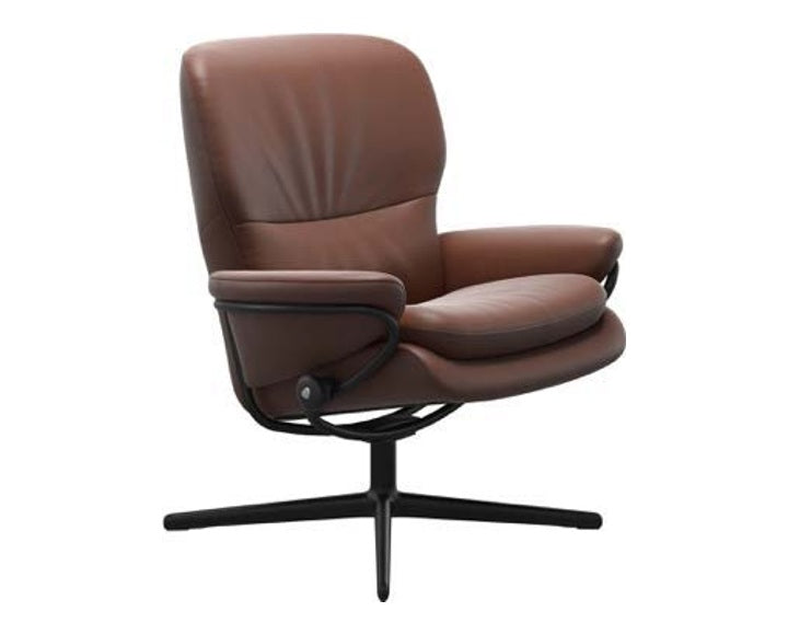 Vista Cross-base Lounge Chair - Copper leather · Copper leather · Matt black