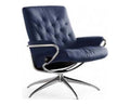 Metro Low-back Lounge Chair - Indigo leather · Indigo leather · Polished metal