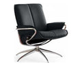 City Low-back Lounge Chair - Black leather · Black leather · Chrome