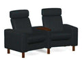 Arion High-back Sofa - Black leather · Black leather · Round wood legs